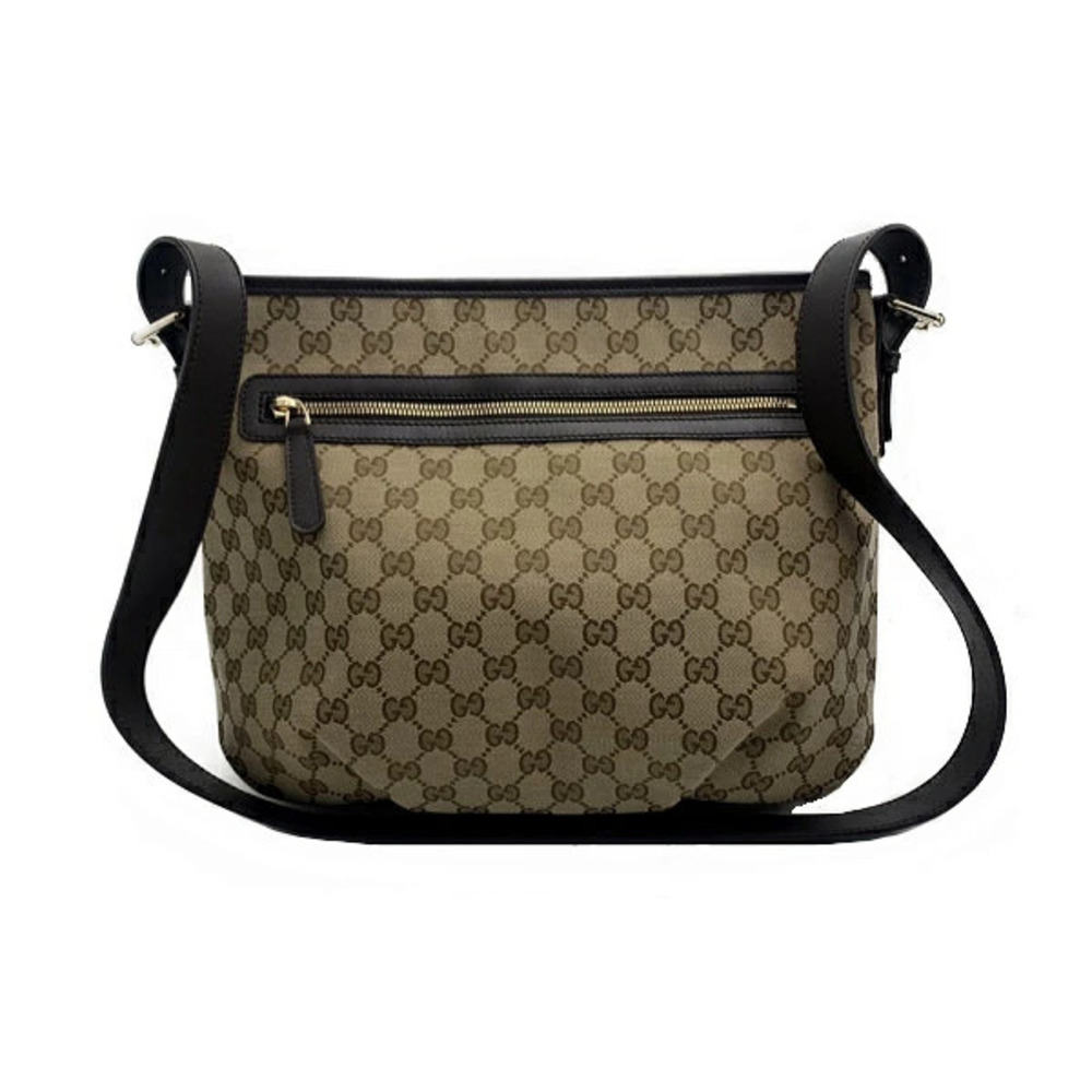 Gucci Shoulder bag GG Canvas Leather Dark brown Beige